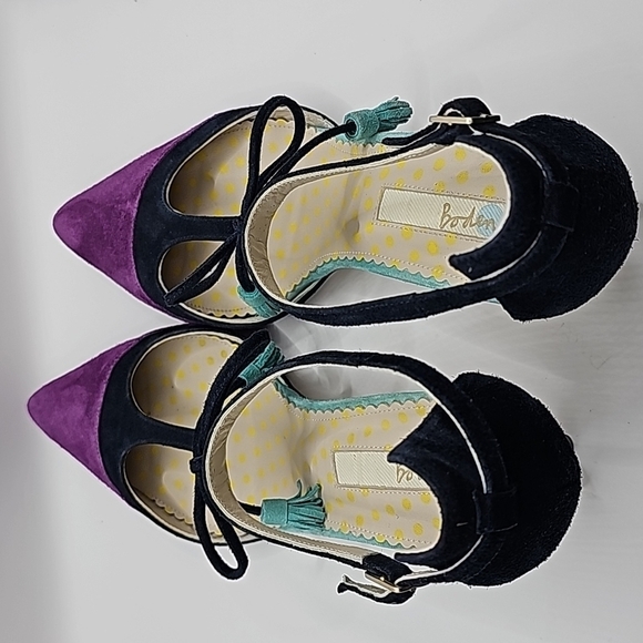 New Boden "Alice" Purple and Navy Tasselled Heels Size 39 - Picture 3 of 5